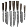 Shinrai Knives - Damascus Print 7-delige Messenset + Messenblok Robur
