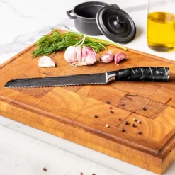 Shinrai Knives - Damascus Print Onyx 9-delige Messenset + Messenblok Robur