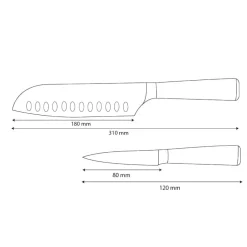 Shinrai Knives - Damascus Print Epoxy Onyx 2-delige Messenset - Santoku + Schilmes