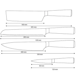 Shinrai Knives - Damascus Print Epoxy Onyx 4-delige Messenset - Koksmes + Broodmes + Nakiri + Schilmes