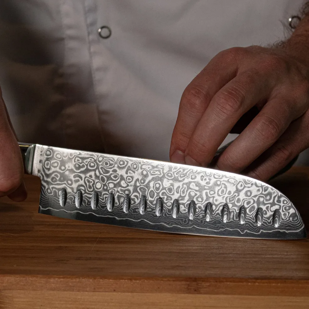 Shinrai Knives - Damast Pakka Wood Santoku 18 cm