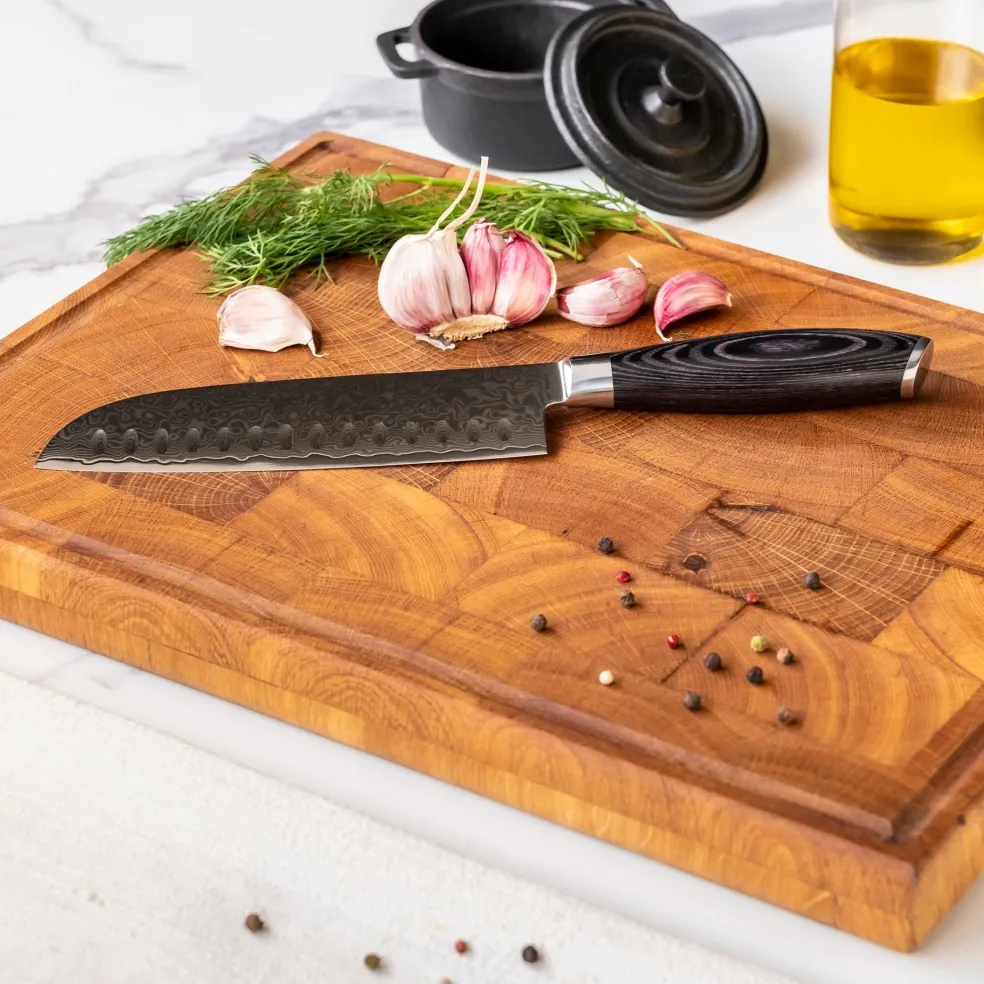 Shinrai Knives - Damast Pakka Wood Santoku 18 cm