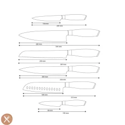 Shinrai Knives - Damast Pakka Wood 6-delige Messenset