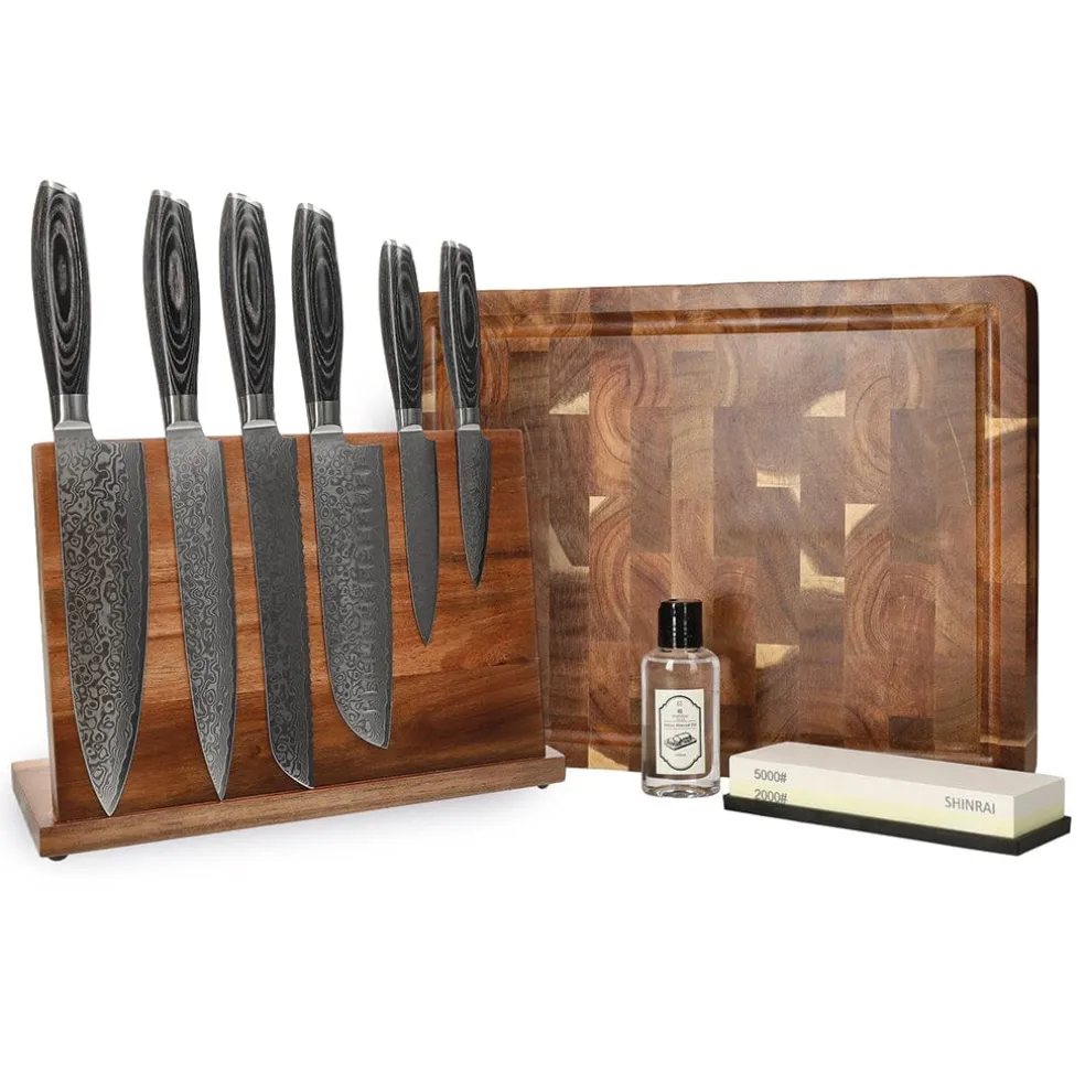 Shinrai Knives - Damast Pakka Wood Mega Bundel - All you need
