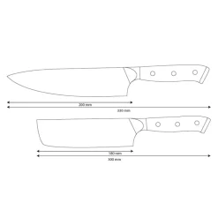Shinrai Knives - Eclipse 2-delige Damascus Messenset - Koksmes + Nakiri