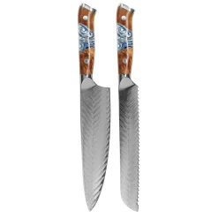 Shinrai Knives - Eclipse 2-delige Damascus Messenset - Koksmes + Broodmes