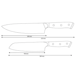 Shinrai Knives - Eclipse 2-delige Damascus Messenset - Koksmes + Santoku mes