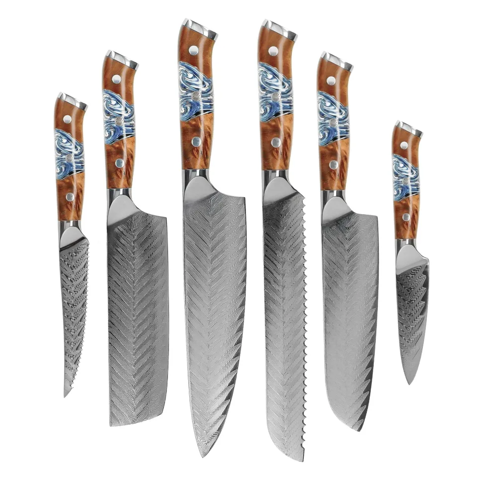 Shinrai Knives - Eclipse 6-delige Messenset + Messenblok Stans