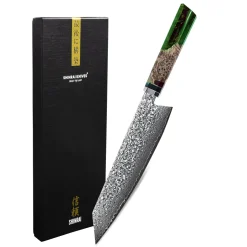 Shinrai Knives - Emerald Octagon Damascus Kiritsuke 23 cm - Special Edition