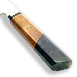 Shinrai Knives - Emerald Octagon Damascus Kiritsuke 23 cm - Special Edition