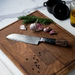 Shinrai Knives - Epoxy Onyx Damascus Santoku mes 18 cm