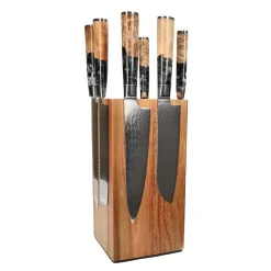 Shinrai Knives - Epoxy Onyx 6-delige Messenset + Messenblok Robur