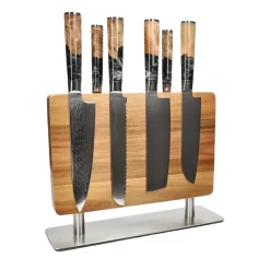 Shinrai Knives - Epoxy Onyx 6-delige Messenset + Messenblok Stans