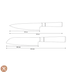 Shinrai Knives - Epoxy Onyx 2-delige Damascus Messenset - Koksmes + Santoku mes
