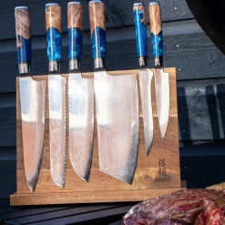 Shinrai Knives - Epoxy Sapphire 6-delige Damascus Messenset
