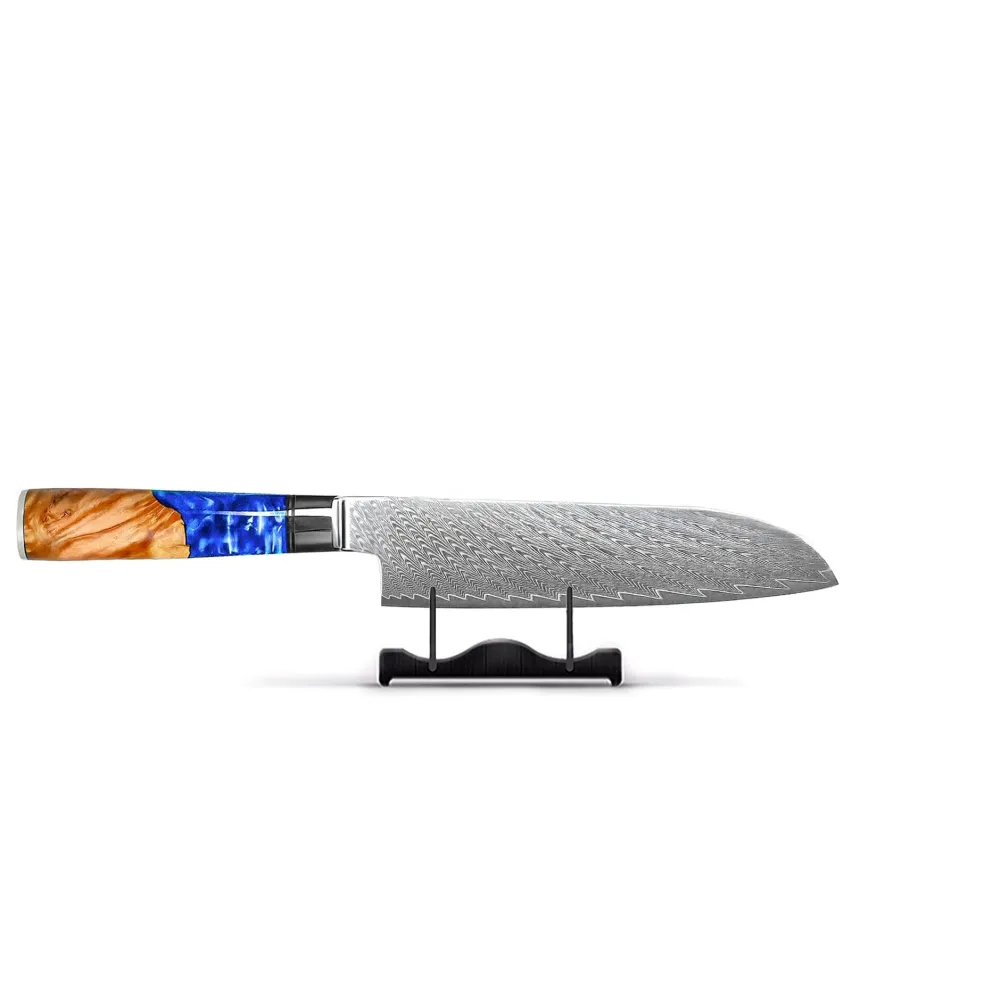 Shinrai Knives - Epoxy Sapphire Damascus Santoku 18 cm