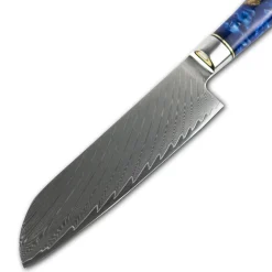 Shinrai Knives - Epoxy Sapphire Damascus Santoku 18 cm