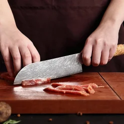 Shinrai Knives - Epoxy Sapphire Damascus Santoku 18 cm