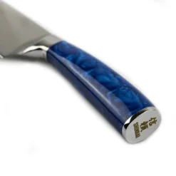 Shinrai Knives - Epoxy Sapphire Damascus Print 6-delige Messenset + Magnetisch Messenblok Dubbelzijdig - Zwart
