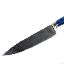 Shinrai Knives - Epoxy Sapphire Damascus Print 6-delige Messenset + Magnetisch Messenblok Dubbelzijdig - Zwart