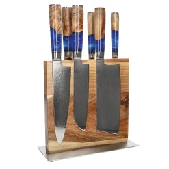Shinrai Knives - Epoxy Sapphire 6-delige Messenset + Messenblok Cito dubbelzijdig