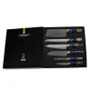 Shinrai Knives - Epoxy Sapphire 6-delige Damascus Messenset + Magnetisch Messenblok Scalae - Acacia hout