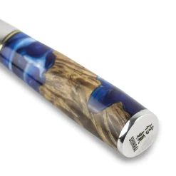 Shinrai Knives - Epoxy Sapphire 6-delige Damascus Messenset + Magnetisch Messenblok Scalae - Acacia hout