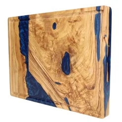 Shinrai Knives - Epoxy Sapphire Snijplank Olijfhout - 40 x 30 x 3 cm