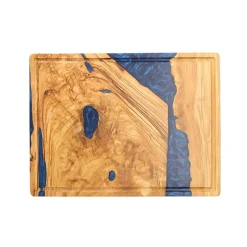 Shinrai Knives - Epoxy Sapphire Snijplank Olijfhout - 40 x 30 x 3 cm