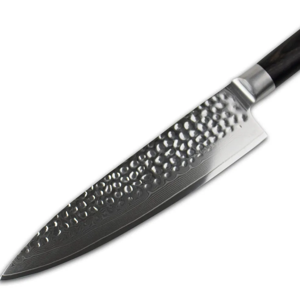Shinrai Knives - Hammered Damast BR 5-delige Messenset + Magnetisch Messenblok Scalae - Acacia