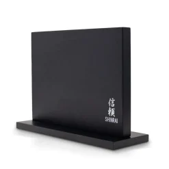 Shinrai Knives - Hammered Damast BR 5-delige Messenset + Magnetisch Messenblok Dubbelzijdig - Zwart