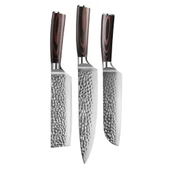 Shinrai Knives - Hammered RVS - 3-delige Messenset