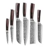 Shinrai Knives - Hammered RVS 6-delige Messenset + Magnetisch Messenblok Dubbelzijdig - Zwart