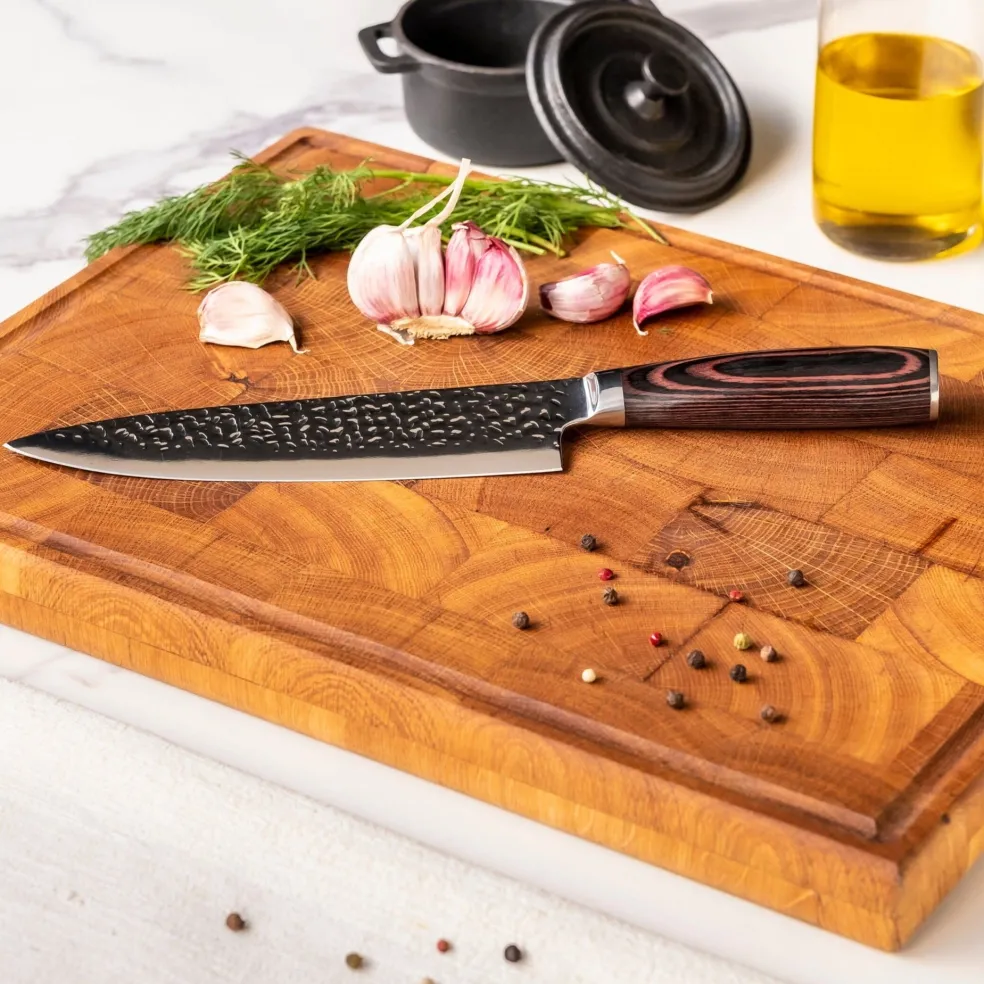 Shinrai Knives - Hammered RVS 6-delige Messenset + Messenblok Robur