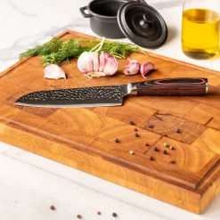 Shinrai Knives - Hammered RVS Santoku mes 18 cm