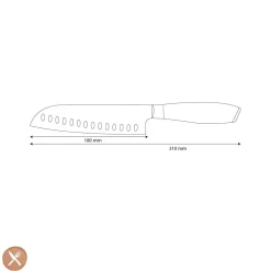 Shinrai Knives - Hikari Damascus Santoku mes 18 cm