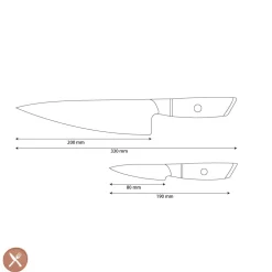 Shinrai Knives - Hikari Damascus 2-delige set - Koksmes + Schilmes