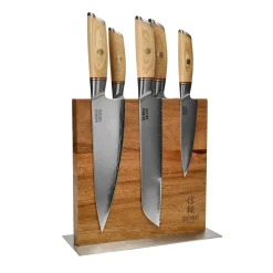 Shinrai Knives - Hikari Damascus 5-delige messenset + Messenblok Cito dubbelzijdig