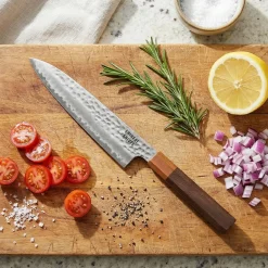 Shinrai Knives - Kigami Exclusive Damascus 2-delige set - Santoku + Schilmes