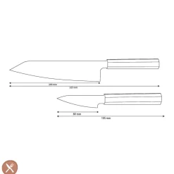 Shinrai Knives - Kigami Exclusive Damascus 2-delige set - Kiritsuke + Schilmes