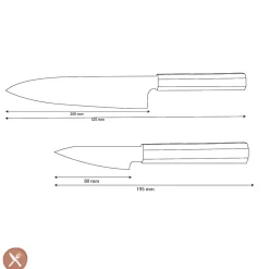 Shinrai Knives - Kigami Exclusive Damascus 2-delige set - Koksmes + Schilmes