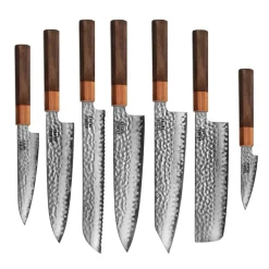 Shinrai Knives - Kigami Exclusive Damascus 7-delige messenset + Messenblok Cito dubbelzijdig