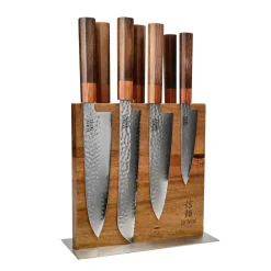 Shinrai Knives - Kigami Exclusive Damascus 7-delige messenset + Messenblok Cito dubbelzijdig
