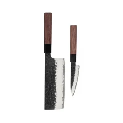 Shinrai Knives - Kurayami 2-delige Damascus Messenset - Nakiri + Schilmes