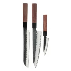 Shinrai Knives - Kurayami 3-delige Damascus Messenset - Koksmes + Broodmes + Schilmes
