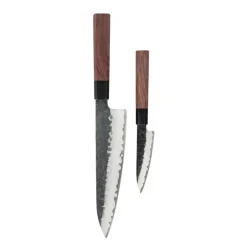 Shinrai Knives - Kurayami 2-delige Damascus Messenset - Koksmes + Schilmes