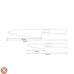 Shinrai Knives - Kurayami 2-delige Damascus Messenset - Koksmes + Schilmes