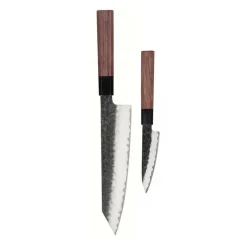 Shinrai Knives - Kurayami 2-delige Damascus Messenset - Kiritsuke + Schilmes
