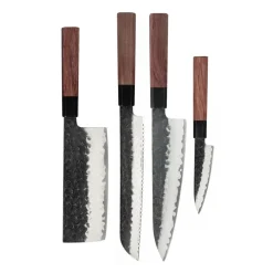 Shinrai Knives - Kurayami 4-delige Damascus Messenset - Koksmes + Broodmes + Nakiri + Schilmes