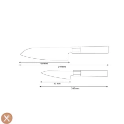 Shinrai Knives - Kurayami 2-delige Damascus Messenset - Santoku + Schilmes